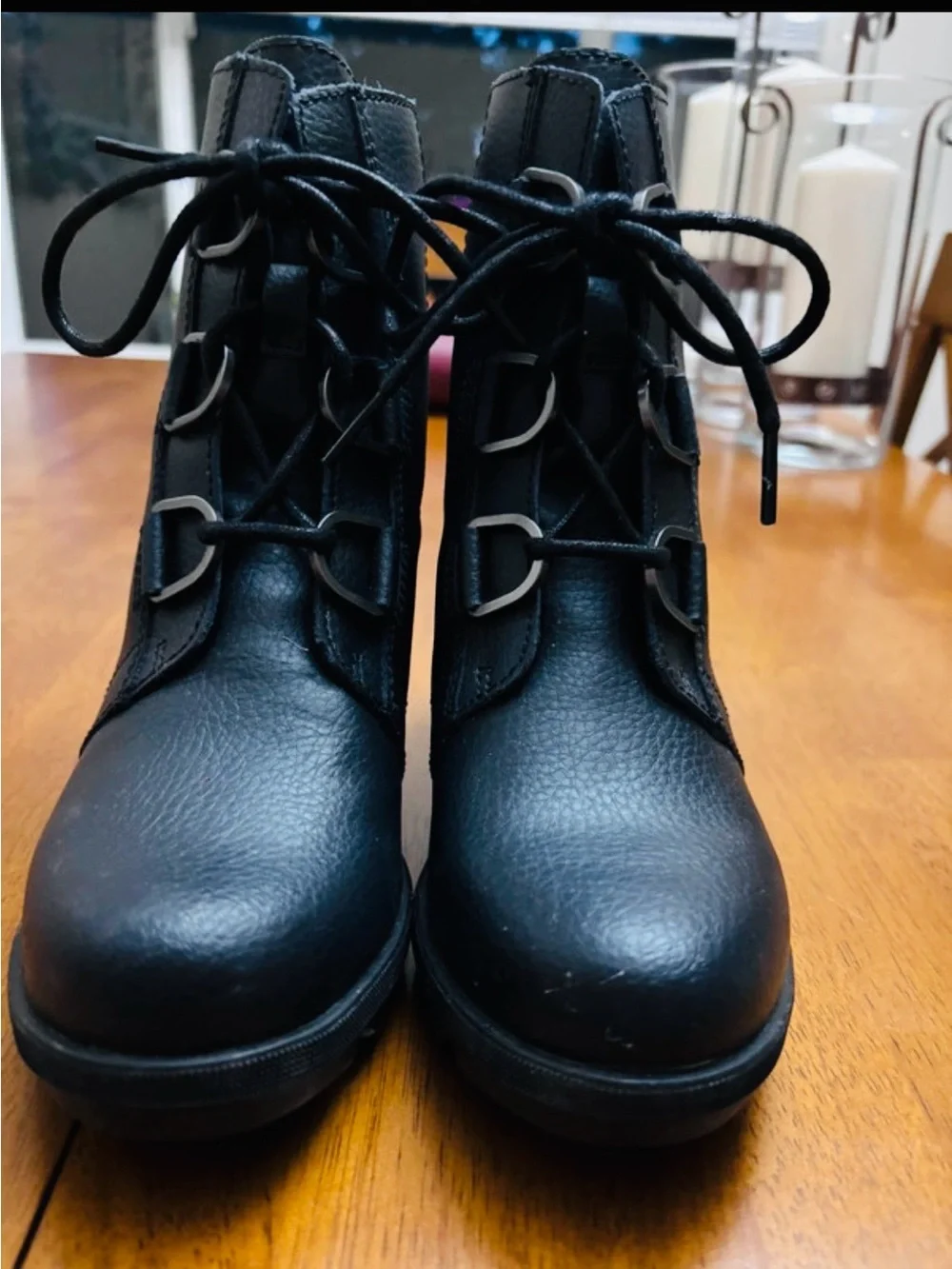 Kids Sorel Black Lace-Up D-Ring Ankle Boots